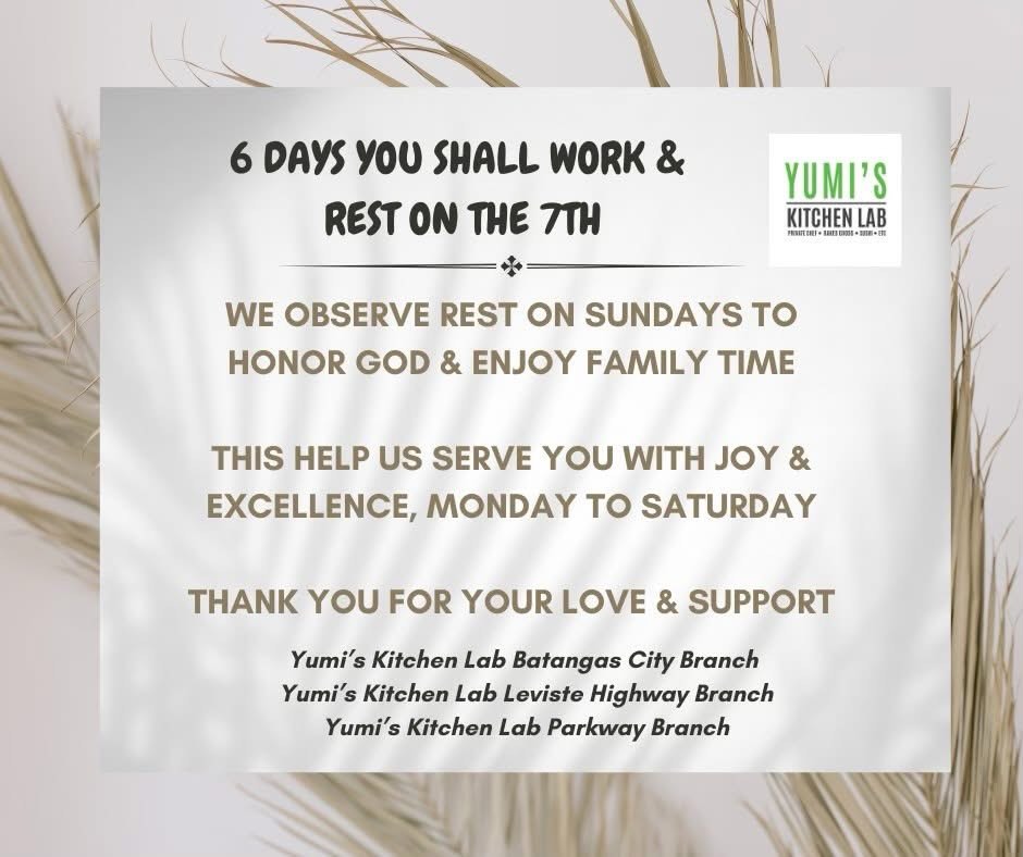 Yumi's Kitchen Lab operating hours announcement
